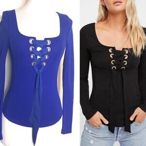 Free people looking back lace up top